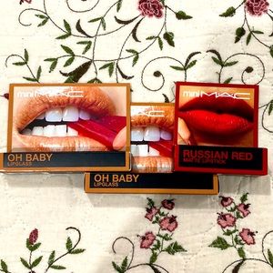 MAC  OH BANY LIPGLASS AND RUSSIAN RED MATE LIPSTICK